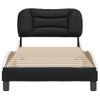 Cama Para Adulto | Cama Individual | Estructura Cama Cabecero Cuero Sintético Negro Blanco 90x200 Cm Cfw782019