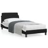 Cama Para Adulto | Cama Individual | Estructura Cama Cabecero Cuero Sintético Negro Blanco 90x200 Cm Cfw530221