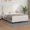 Cama Matrimonial | Cama Para Adultos | Estructura Cama Con Cabecero Cuero Sintético Blanco 120x190 Cm Cfw305702