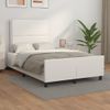 Cama Matrimonial | Cama Para Adultos | Estructura Cama Con Cabecero Cuero Sintético Blanco 120x190 Cm Cfw721770