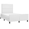 Cama Matrimonial | Cama Para Adultos | Estructura Cama Con Cabecero Cuero Sintético Blanco 120x190 Cm Cfw721770