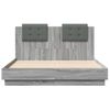 Cama Matrimonial | Cama Para Adultos | Estructura Cama Con Cabecero Luces Led Gris Sonoma 120x190 Cm Cfw937204