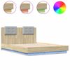 Cama Matrimonial | Cama Para Adultos | Estructura Cama Con Cabecero Luces Led Roble Sonoma 120x190 Cm Cfw644926