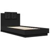 Cama Para Adulto | Cama Individual | Estructura Cama Con Cabecero Madera Ingeniería Negra 75x190 Cm Cfw712398