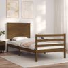 Cama Individual | Cama Para Adultos | Estructura Cama Con Cabecero Madera Maciza Marrón Miel 90x200cm Cfw197110