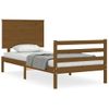 Cama Individual | Cama Para Adultos | Estructura Cama Con Cabecero Madera Maciza Marrón Miel 90x200cm Cfw197110