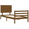 Cama Individual | Cama Para Adultos | Estructura Cama Con Cabecero Madera Maciza Marrón Miel 90x200cm Cfw197110