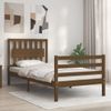 Cama Individual | Cama Para Adultos | Estructura Cama Con Cabecero Madera Maciza Marrón Miel 90x200cm Cfw451127