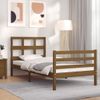 Cama Individual | Cama Para Adultos | Estructura Cama Con Cabecero Madera Maciza Marrón Miel 90x200cm Cfw901965