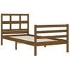 Cama Individual | Cama Para Adultos | Estructura Cama Con Cabecero Madera Maciza Marrón Miel 90x200cm Cfw901965