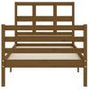 Cama Individual | Cama Para Adultos | Estructura Cama Con Cabecero Madera Maciza Marrón Miel 90x200cm Cfw901965