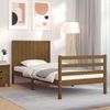 Cama Individual | Cama Para Adultos | Estructura Cama Con Cabecero Madera Maciza Marrón Miel 90x200cm Cfw522965