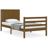 Cama Individual | Cama Para Adultos | Estructura Cama Con Cabecero Madera Maciza Marrón Miel 90x200cm Cfw522965