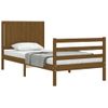 Cama Individual | Cama Para Adultos | Estructura Cama Con Cabecero Madera Maciza Marrón Miel 90x200cm Cfw522965