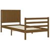 Cama Individual | Cama Para Adultos | Estructura Cama Con Cabecero Madera Maciza Marrón Miel 90x200cm Cfw522965