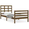 Cama Individual | Cama Para Adultos | Estructura Cama Con Cabecero Madera Maciza Marrón Miel 90x200cm Cfw745741