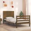 Cama Individual | Cama Para Adultos | Estructura Cama Con Cabecero Madera Maciza Marrón Miel 90x200cm Cfw793384