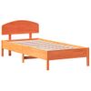 Cama Individual | Cama Para Adultos | Estructura Cama Con Cabecero Madera Pino Marrón Cera 100x200 Cm Cfw26635