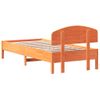 Cama Individual | Cama Para Adultos | Estructura Cama Con Cabecero Madera Pino Marrón Cera 100x200 Cm Cfw26635