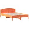 Cama Matrimonial | Cama Para Adultos | Estructura Cama Con Cabecero Madera Pino Marrón Cera 120x200 Cm Cfw142049