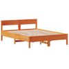 Cama Matrimonial | Cama Para Adultos | Estructura Cama Con Cabecero Madera Pino Marrón Cera 140x190 Cm Cfw95267