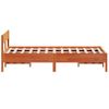 Cama Matrimonial | Cama Para Adultos | Estructura Cama Con Cabecero Madera Pino Marrón Cera 140x190 Cm Cfw95267