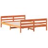 Cama Matrimonial | Cama Para Adultos | Estructura Cama Con Cabecero Madera Pino Marrón Cera 140x200 Cm Cfw73863