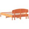 Cama Matrimonial | Cama Para Adultos | Estructura Cama Con Cabecero Madera Pino Marrón Cera 140x200 Cm Cfw44243