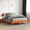 Cama Matrimonial | Cama Para Adultos | Estructura Cama Con Cabecero Madera Pino Marrón Cera 150x200 Cm Cfw85882