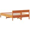 Cama Matrimonial | Cama Para Adultos | Estructura Cama Con Cabecero Madera Pino Marrón Cera 150x200 Cm Cfw85882