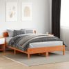 Cama Matrimonial | Cama Para Adultos | Estructura Cama Con Cabecero Madera Pino Marrón Cera 160x200 Cm Cfw95301