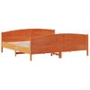 Cama Matrimonial | Cama Para Adultos | Estructura Cama Con Cabecero Madera Pino Marrón Cera 200x200 Cm Cfw174359