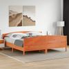 Cama Matrimonial | Cama Para Adultos | Estructura Cama Con Cabecero Madera Pino Marrón Cera 200x200 Cm Cfw174359