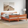 Cama Matrimonial | Cama Para Adultos | Estructura Cama Con Cabecero Madera Pino Marrón Cera 200x200 Cm Cfw971652