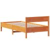 Cama Individual | Cama Para Adultos | Estructura Cama Con Cabecero Madera Pino Marrón Cera 75x190 Cm Cfw32355