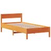 Cama Individual | Cama Para Adultos | Estructura Cama Con Cabecero Madera Pino Marrón Cera 90x200 Cm Cfw13992