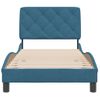 Cama Individual | Cama Para Adultos | Estructura Cama Con Cabecero Terciopelo Azul 80x200 Cm Cfw93649