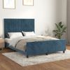 Cama Matrimonial | Cama Para Adultos | Estructura Cama Con Cabecero Terciopelo Azul Oscuro 140x200 Cm Cfw688420