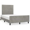 Cama Matrimonial | Cama Para Adultos | Estructura Cama Con Cabecero Terciopelo Gris Claro 120x190 Cm Cfw220776