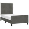 Cama Individual | Cama Para Adultos | Estructura Cama Con Cabecero Terciopelo Gris Oscuro 100x200 Cm Cfw701957