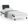 Cama Individual | Cama Para Adultos | Estructura Cama Con Led Cuero Sintético Blanco Negro 80x200 Cm Cfw56861