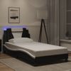 Cama Para Adulto | Cama Individual | Estructura Cama Con Led Cuero Sintético Negro Blanco 100x200 Cm Cfw954402