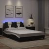 Cama Matrimonial | Cama Para Adultos | Estructura Cama Con Led Cuero Sintético Negro Blanco 120x200 Cm Cfw536452