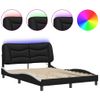 Cama Matrimonial | Cama Para Adultos | Estructura Cama Con Led Cuero Sintético Negro Blanco 120x200 Cm Cfw103749