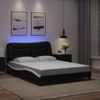 Cama Matrimonial | Cama Para Adultos | Estructura Cama Con Led Cuero Sintético Negro Blanco 120x200 Cm Cfw103749