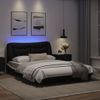 Cama Matrimonial | Cama Para Adultos | Estructura Cama Con Led Cuero Sintético Negro Blanco 140x200 Cm Cfw980203