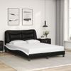 Cama Matrimonial | Cama Para Adultos | Estructura Cama Con Led Cuero Sintético Negro Blanco 140x200 Cm Cfw980203