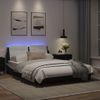 Cama Matrimonial | Cama Para Adultos | Estructura Cama Con Led Cuero Sintético Negro Blanco 140x200 Cm Cfw39479