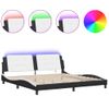 Cama Matrimonial | Cama Para Adultos | Estructura Cama Con Led Cuero Sintético Negro Blanco 200x200 Cm Cfw11917