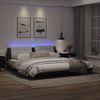 Cama Matrimonial | Cama Para Adultos | Estructura Cama Con Led Cuero Sintético Negro Blanco 200x200 Cm Cfw11917